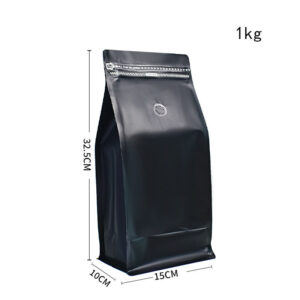 1kg matte black coffee box pouch